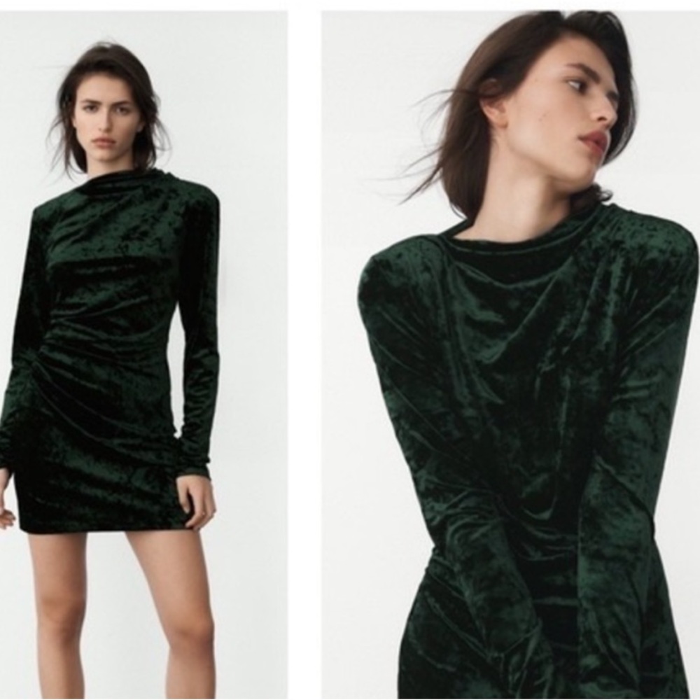 ZARA Velvet long sleeve dress